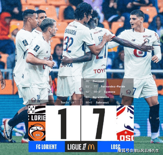 法甲又爆冷！洛里昂1-7里尔：半场崩盘追平队史最惨失利纪录